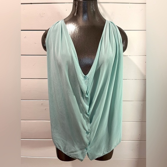 Wilfred Tops - WILFRED – Mint Green Silk Draped Tank XS